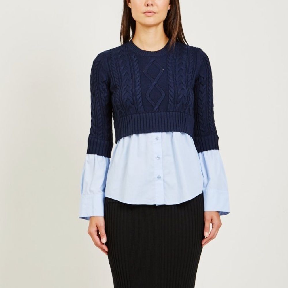 Kenzo Mixed-Knit Long-Sleeve wool Top sweater